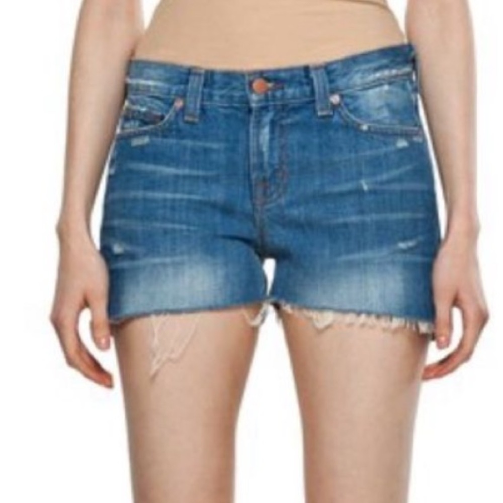 J Brand Libra Cut Off Distressed Jean Shorts Blue
